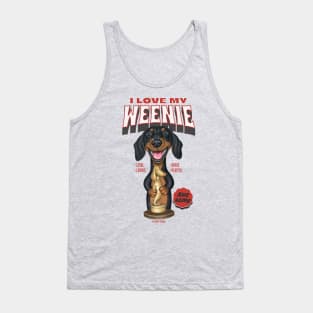 Cute Doxie Dog with a Dachshund award on I Love my Weenie Dog Tank Top